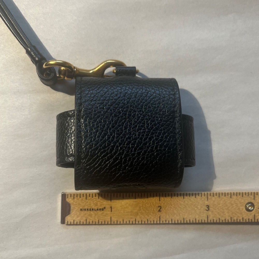Balenciaga Large EarPods Pro Case Black Logo Leather Holder with Lanyard - Picture 5 of 12